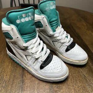 Vintage 80s DIADORA Rebound Leather Basketball shoe size 5 Sneakers rare